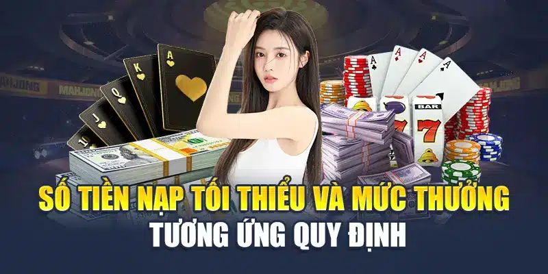 Số tiền nạp tối thiểu và mức thưởng tương ứng quy định